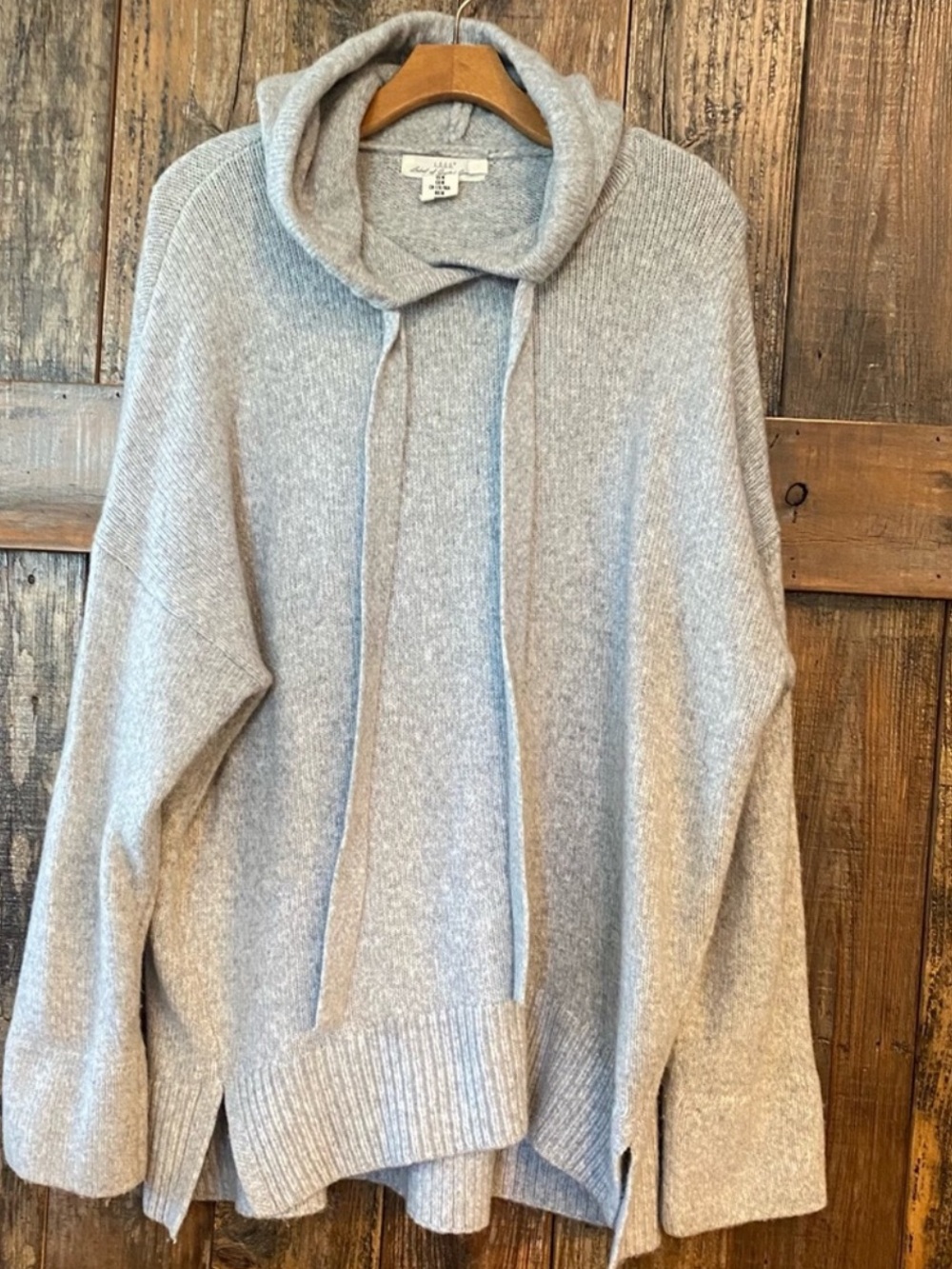 H&M M Gray Oversized Slouchy Relaxed Wool Long Sleeves Pullover Hoodie
